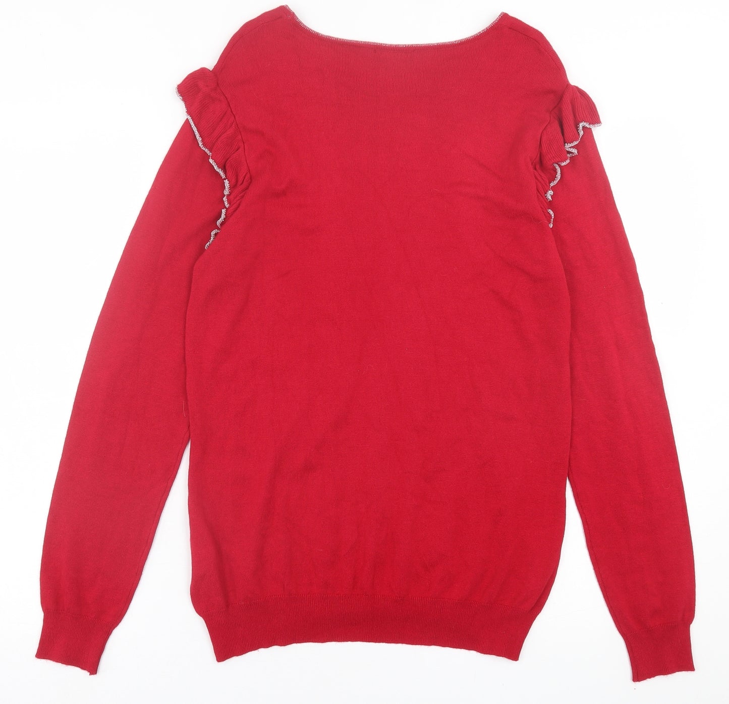 Klass Womens Red Crew Neck  Viscose Pullover Jumper Size M