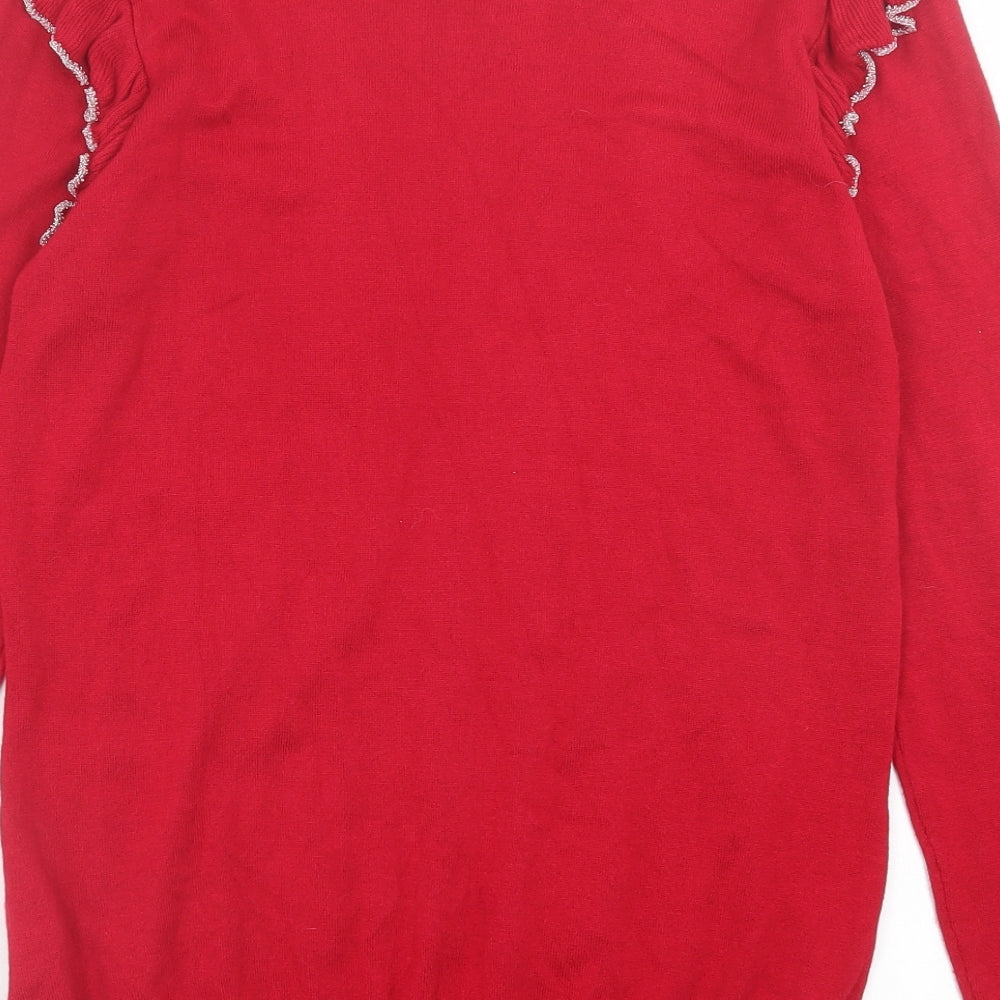 Klass Womens Red Crew Neck  Viscose Pullover Jumper Size M