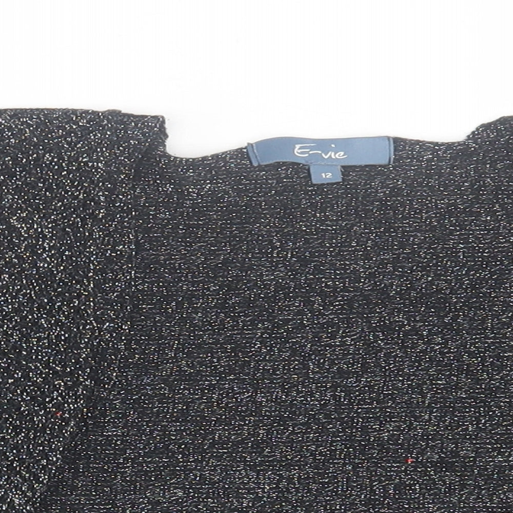 evie Womens Black V-Neck  Polyester Cardigan Jumper Size 12   - crop cardigan