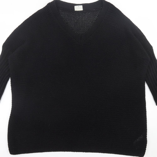 Noisy may Womens Black V-Neck  Acrylic Pullover Jumper Size M