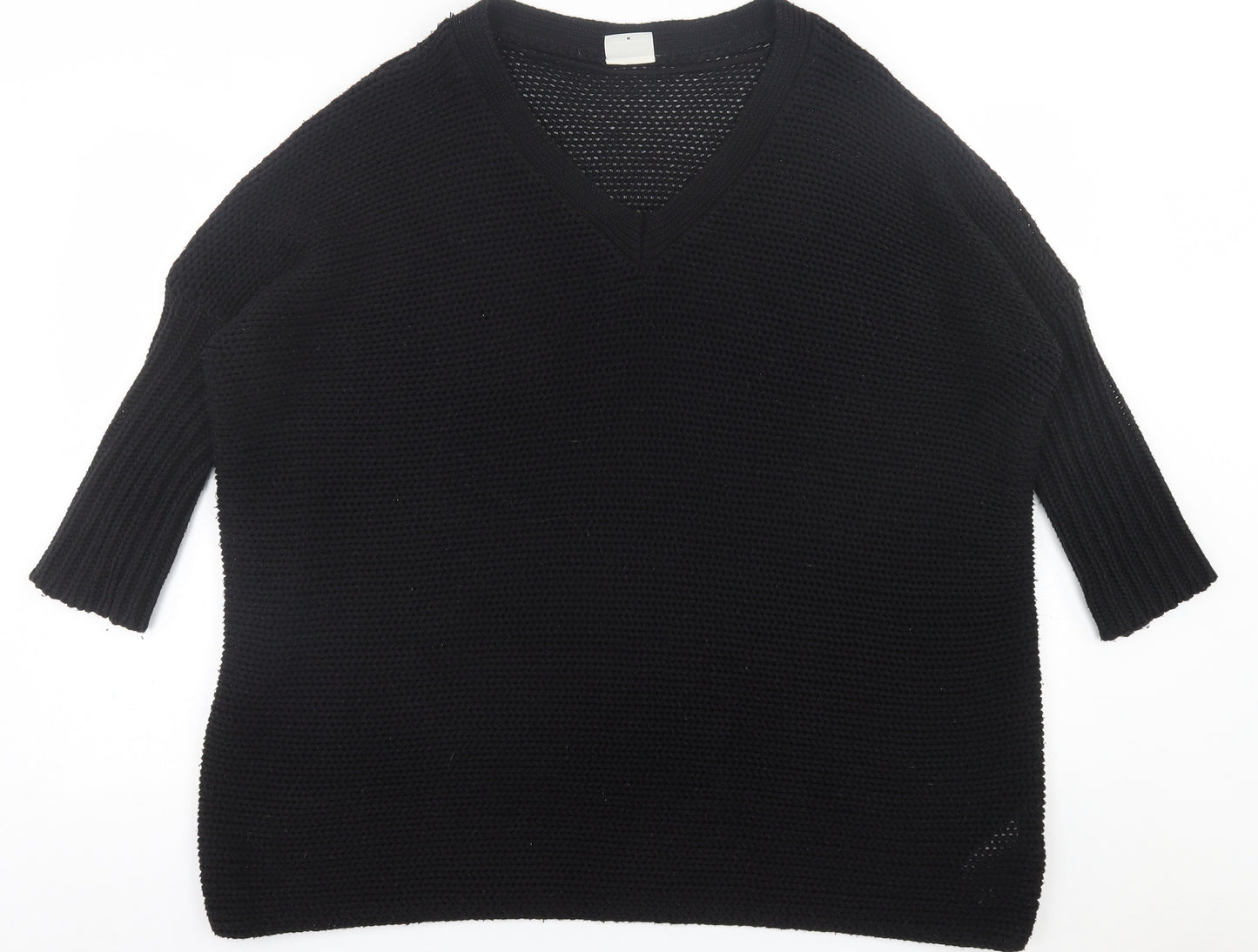 Noisy may Womens Black V-Neck  Acrylic Pullover Jumper Size M