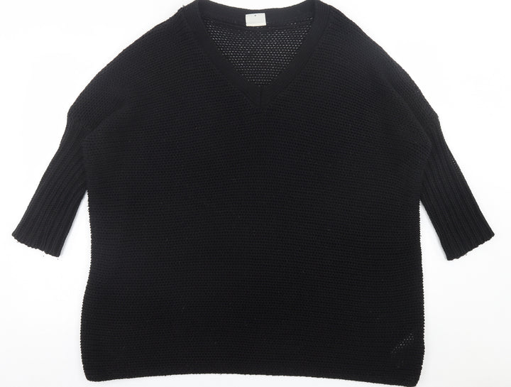 Noisy may Womens Black V-Neck Acrylic Pullover Jumper Size M