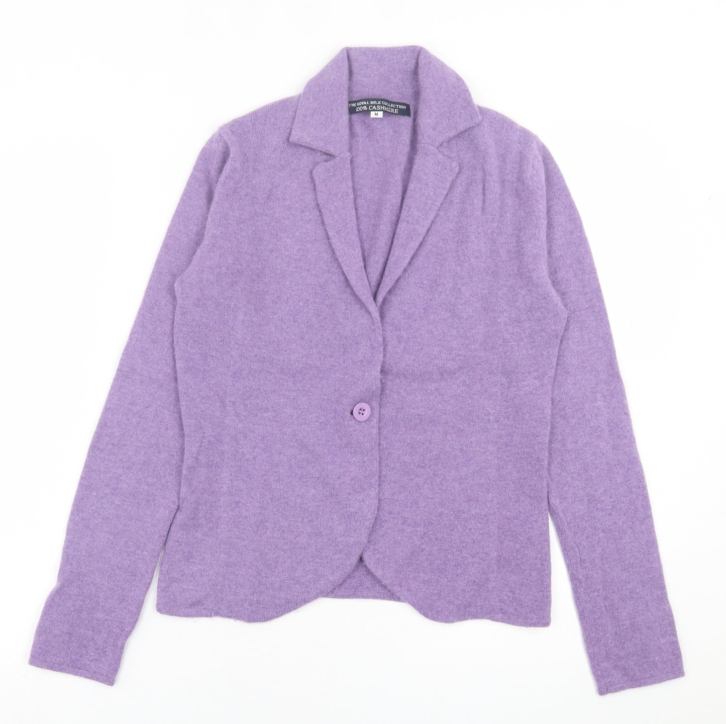 The Royal Collection Womens Purple V-Neck  Cashmere Cardigan Jumper Size M