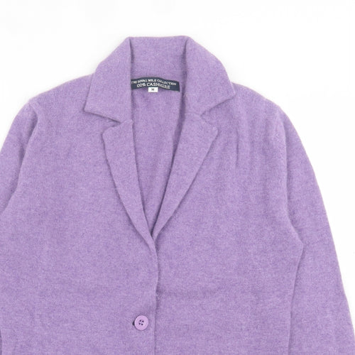 The Royal Collection Womens Purple V-Neck  Cashmere Cardigan Jumper Size M