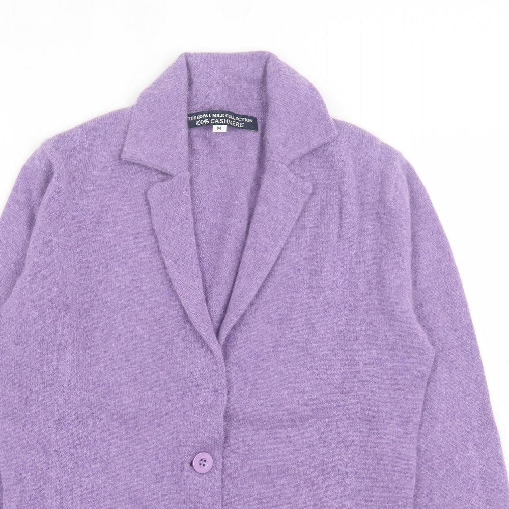 The Royal Collection Womens Purple V-Neck  Cashmere Cardigan Jumper Size M