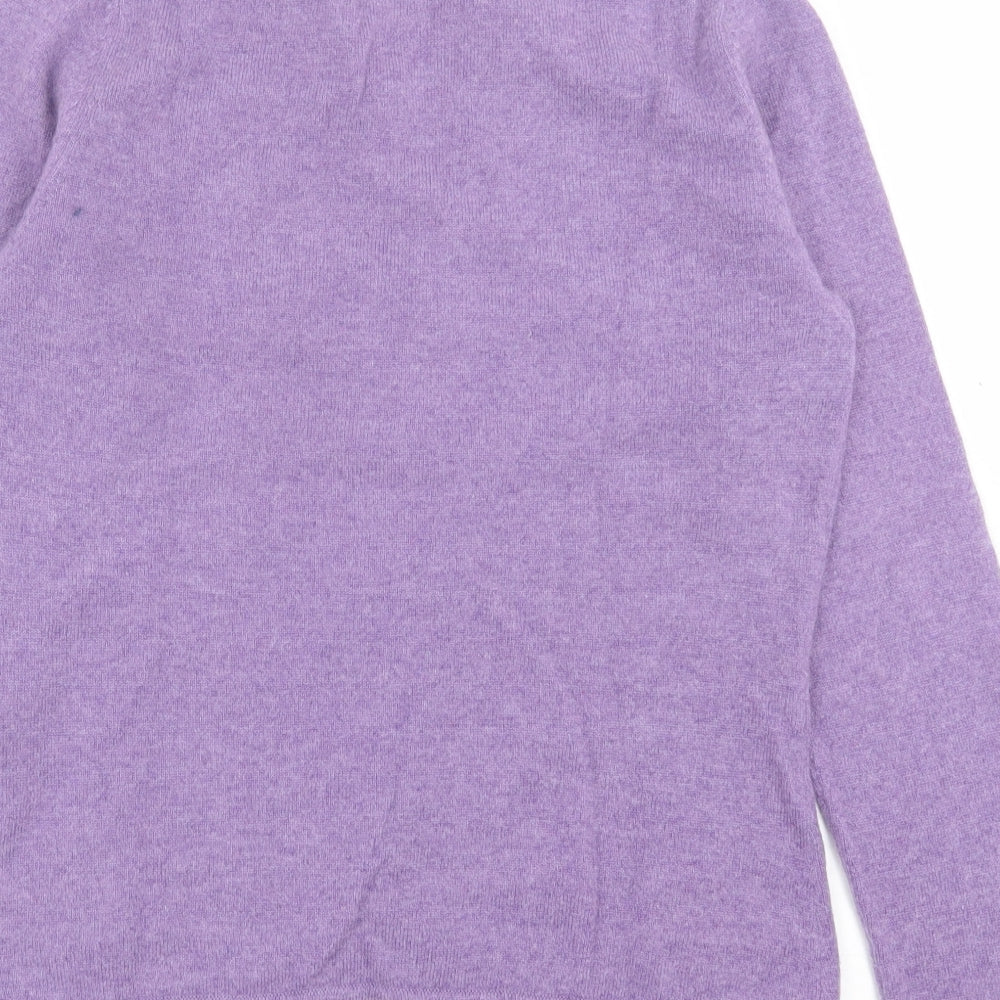 The Royal Collection Womens Purple V-Neck  Cashmere Cardigan Jumper Size M