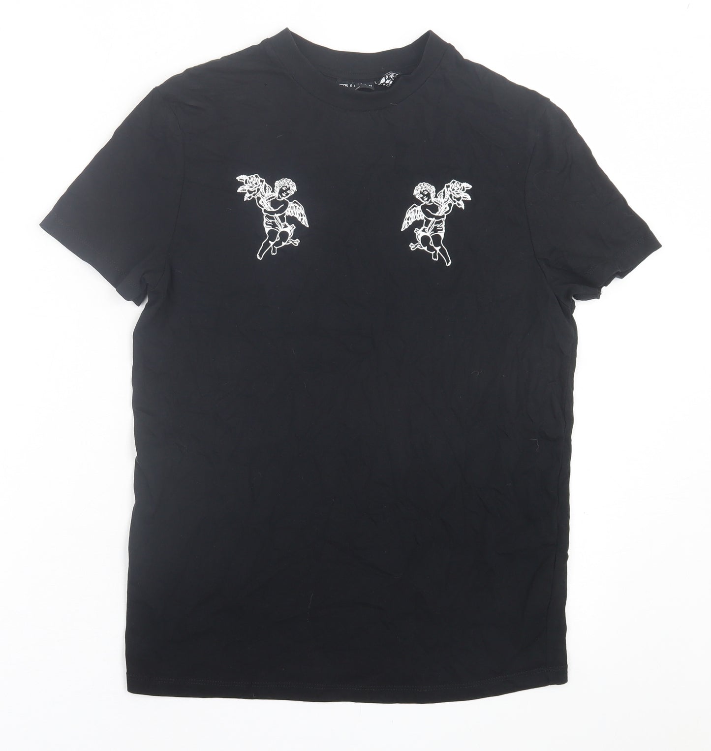 ASOS Womens Black  Cotton Basic T-Shirt Size XS Crew Neck - Angels