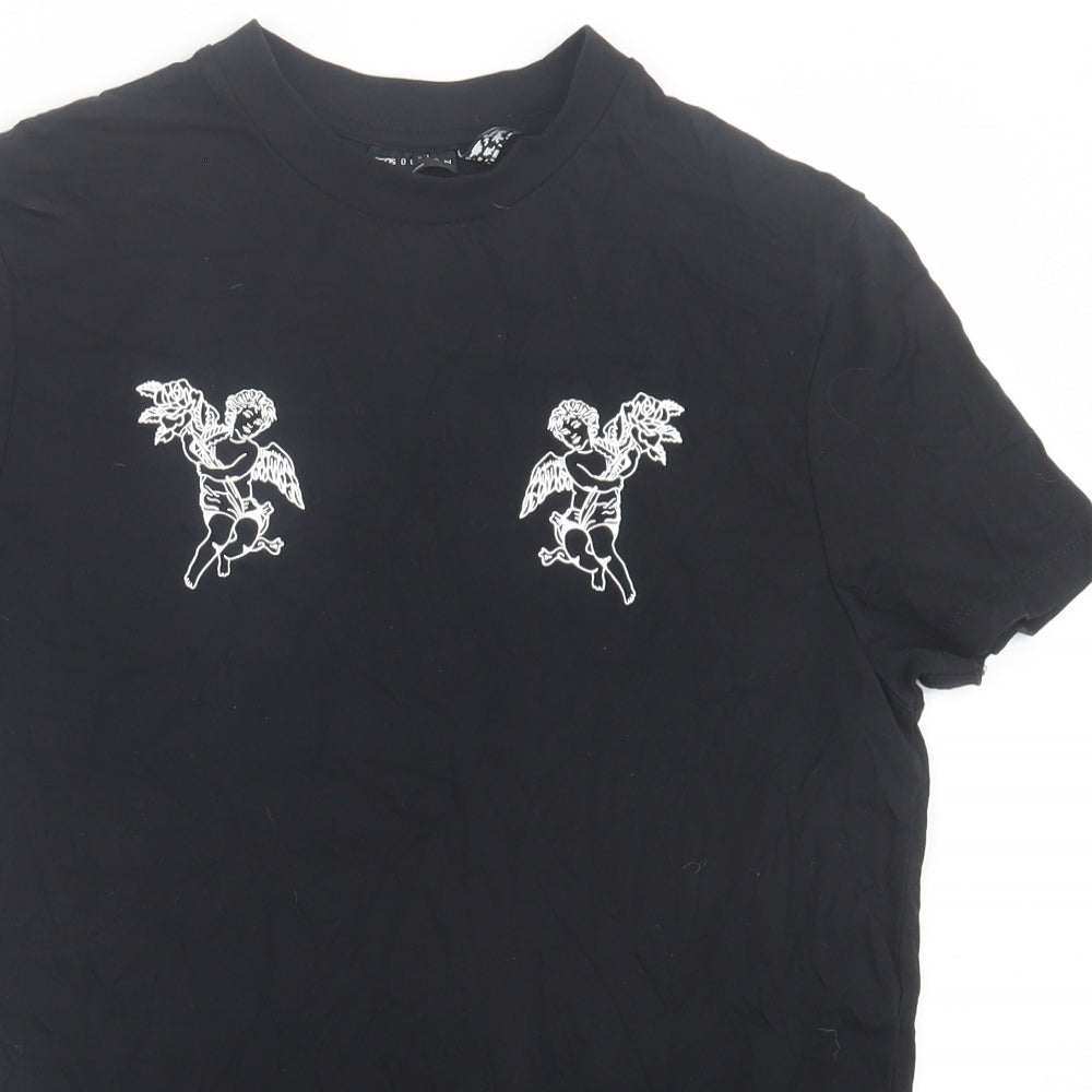 ASOS Womens Black  Cotton Basic T-Shirt Size XS Crew Neck - Angels