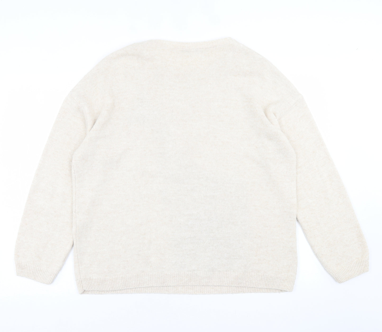 George Womens Beige Crew Neck  Acrylic Pullover Jumper Size 16   - giraffe
