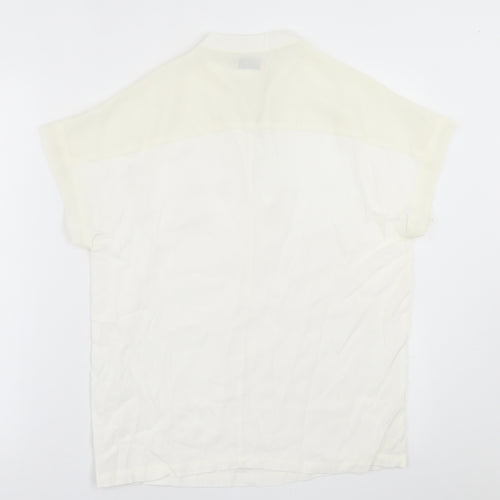 Soaked in Luxury Womens White  Polyester Basic T-Shirt Size M V-Neck