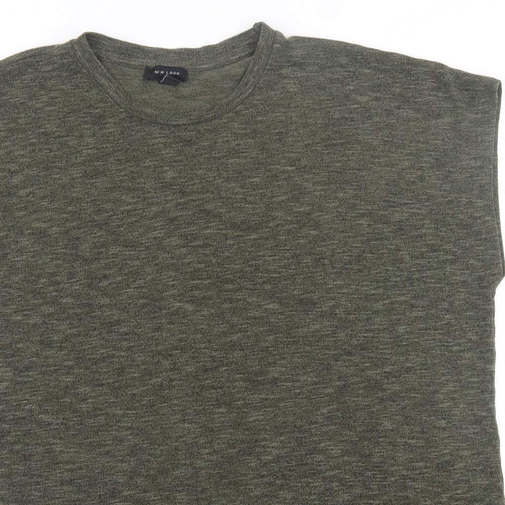 New Look Womens Green  Polyester Basic T-Shirt Size L Crew Neck