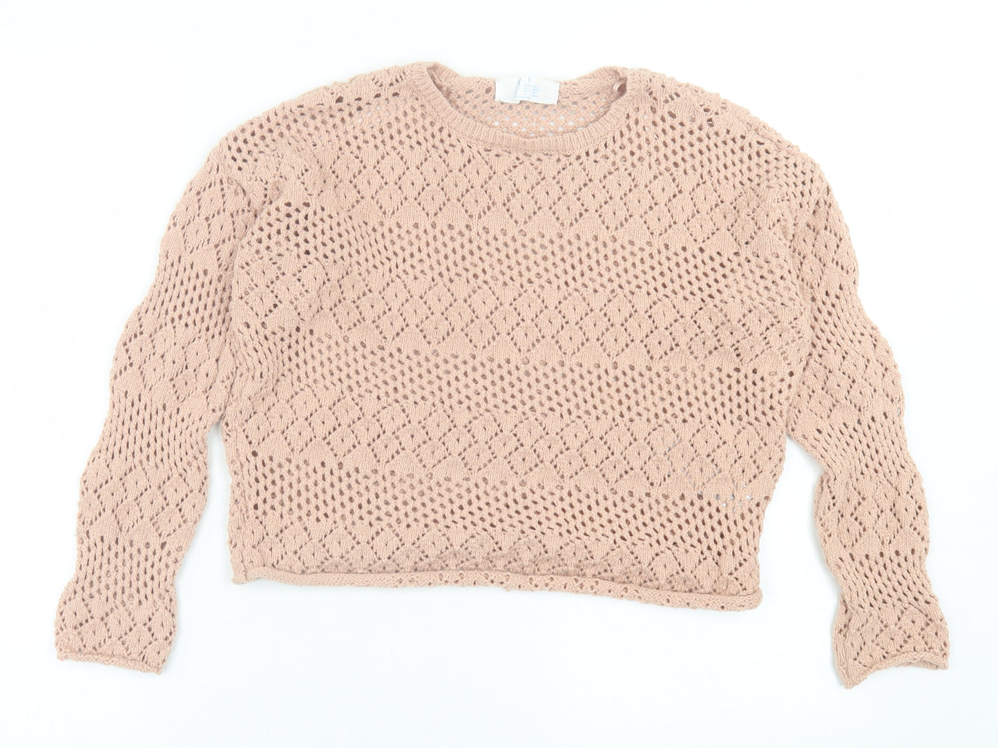 Primark Womens Pink Crew Neck  Acrylic Pullover Jumper Size 10
