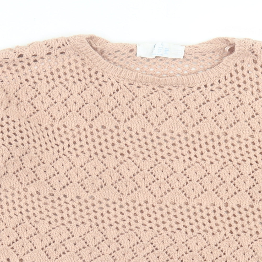 Primark Womens Pink Crew Neck  Acrylic Pullover Jumper Size 10