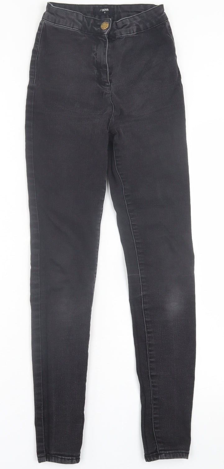 Matalan Womens Black Cotton Skinny Jeans Size 8 L28 in Regular Button