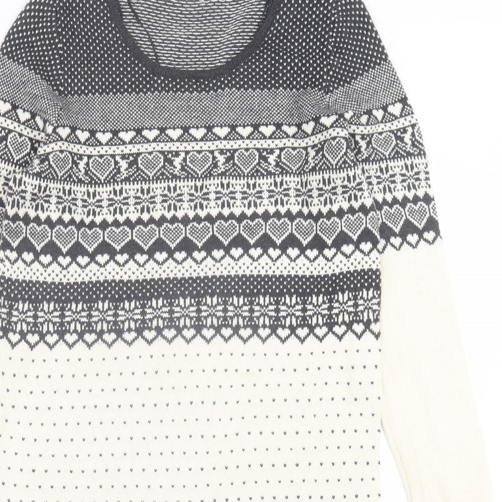 TU Womens Multicoloured Geometric Cotton Jumper Dress  Size 14  Crew Neck Pullover