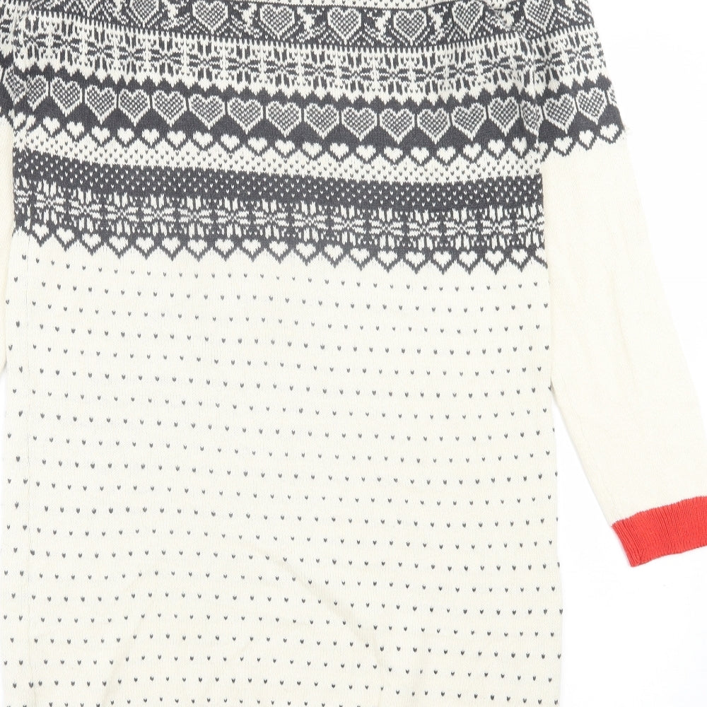 TU Womens Multicoloured Geometric Cotton Jumper Dress  Size 14  Crew Neck Pullover