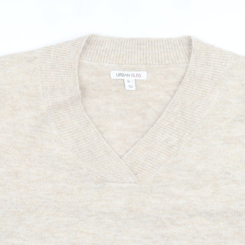 Urban bliss Womens Beige V-Neck  Polyester Pullover Jumper Size L