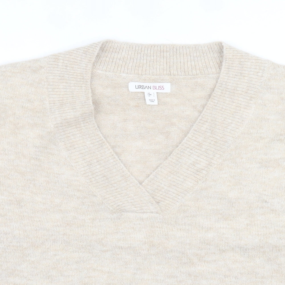 Urban bliss Womens Beige V-Neck  Polyester Pullover Jumper Size L