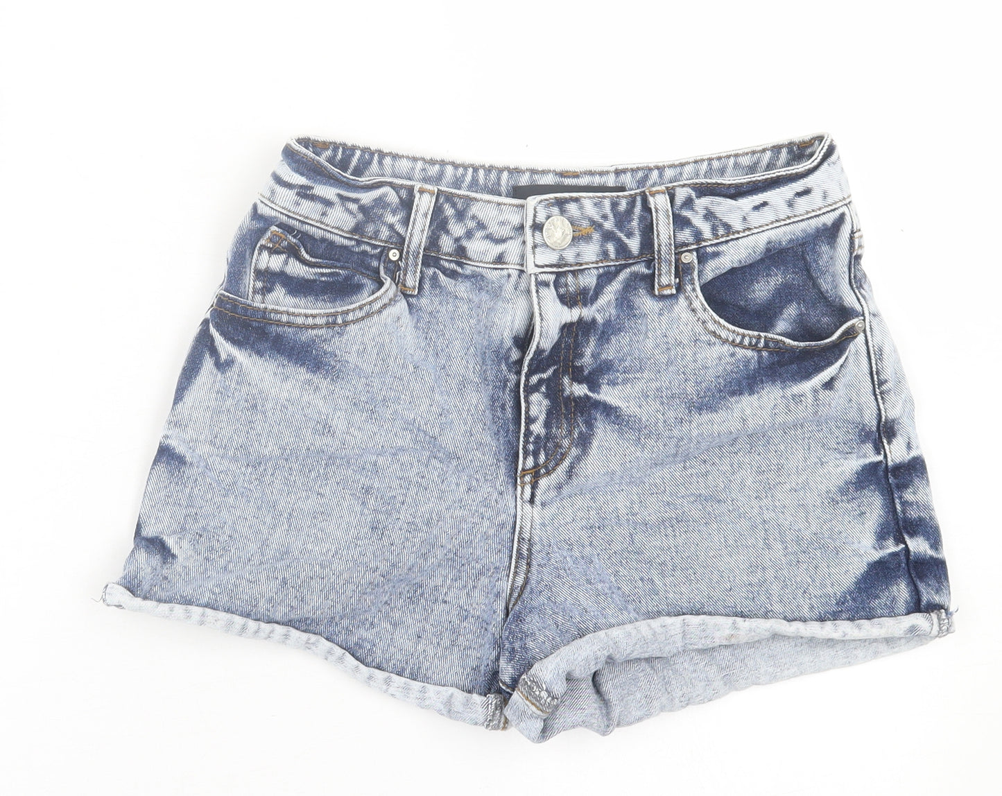 River Island Womens Black  Cotton Boyfriend Shorts Size 10  Regular Button