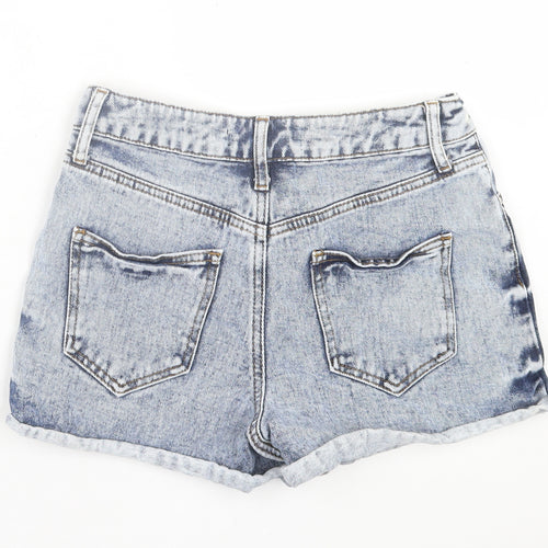 River Island Womens Black  Cotton Boyfriend Shorts Size 10  Regular Button