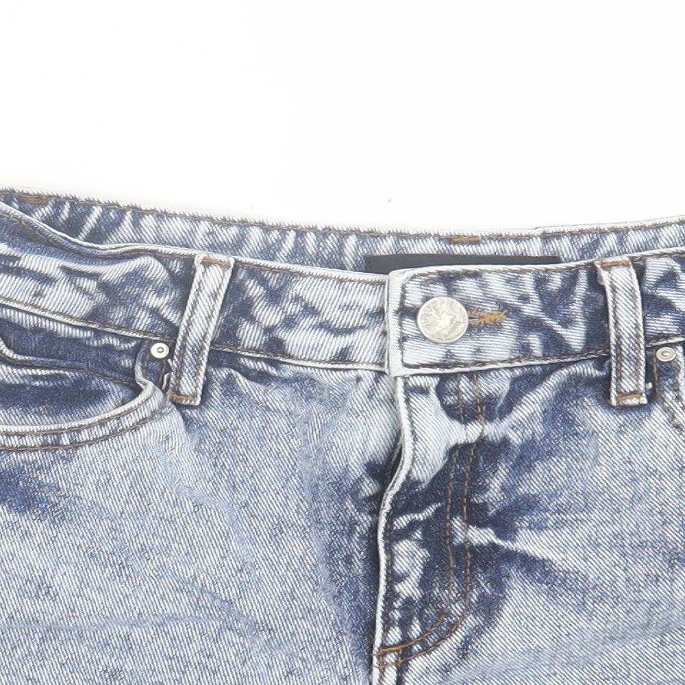River Island Womens Black  Cotton Boyfriend Shorts Size 10  Regular Button