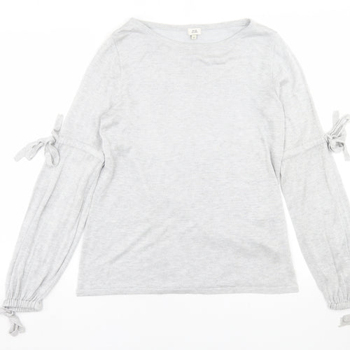 River Island Womens Grey Crew Neck  Viscose Pullover Jumper Size 8