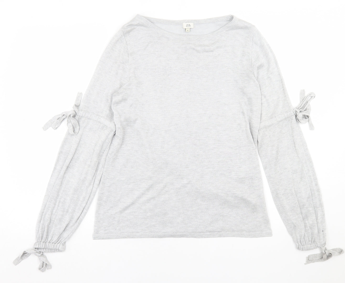 River Island Womens Grey Crew Neck  Viscose Pullover Jumper Size 8