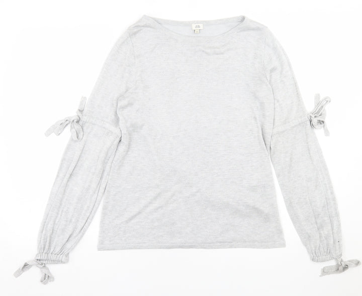 River Island Womens Grey Crew Neck  Viscose Pullover Jumper Size 8