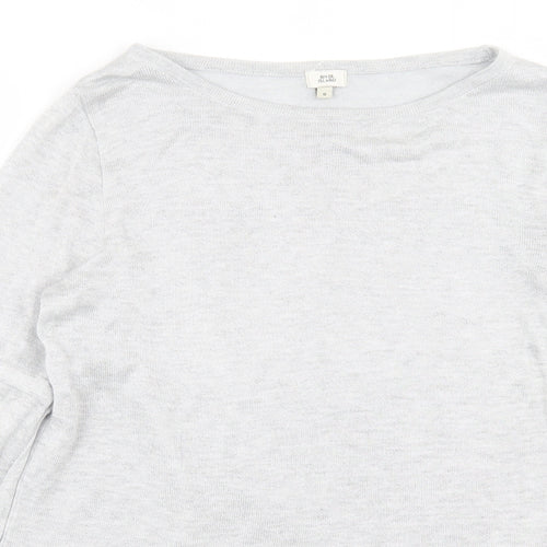 River Island Womens Grey Crew Neck  Viscose Pullover Jumper Size 8