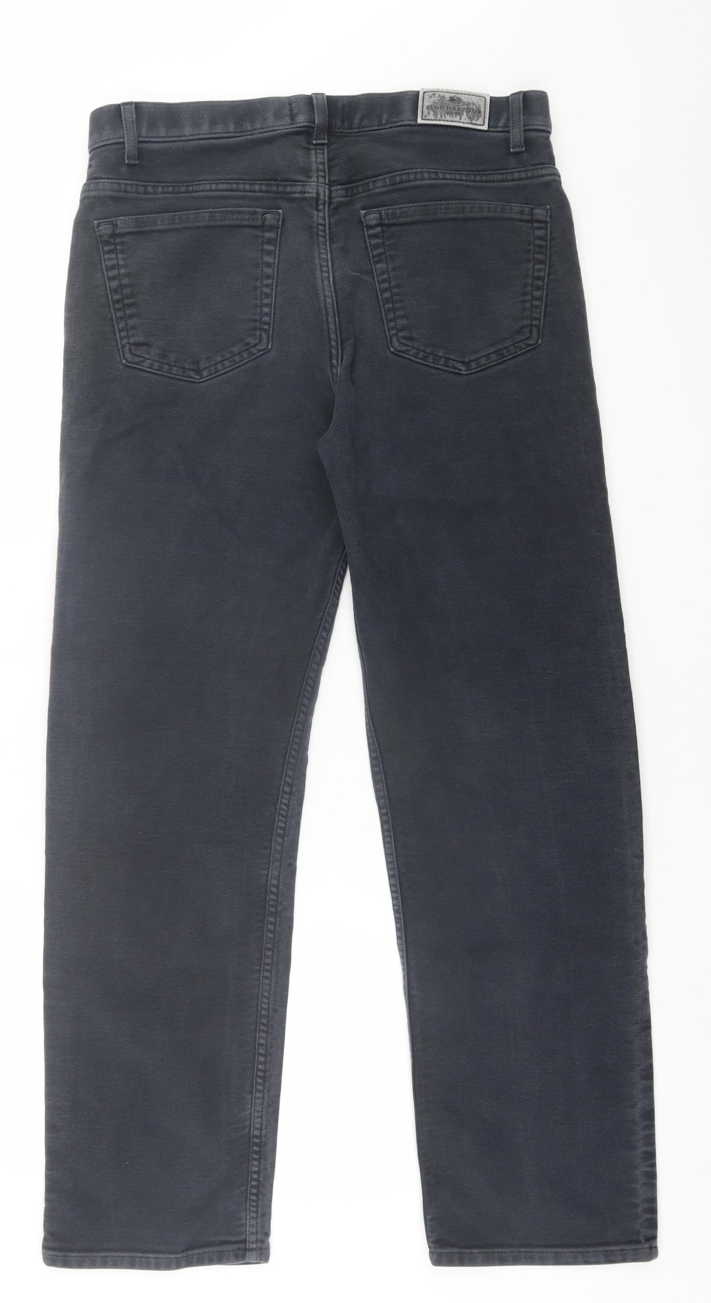 Blue Harbour Mens Black  Cotton Straight Jeans Size 34 in L31 in Regular Button