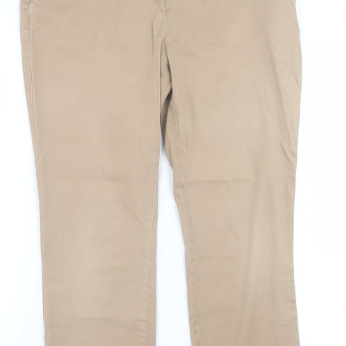Atmosphere Womens Beige  Cotton Trousers  Size 12 L26 in Regular Hook & Eye