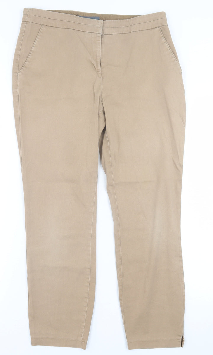 Atmosphere Womens Beige  Cotton Trousers  Size 12 L26 in Regular Hook & Eye