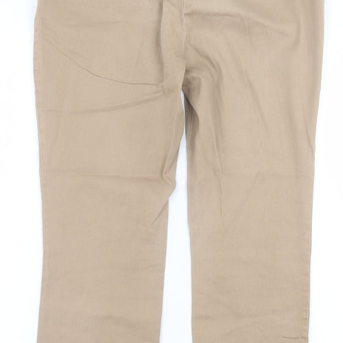 Atmosphere Womens Beige  Cotton Trousers  Size 12 L26 in Regular Hook & Eye