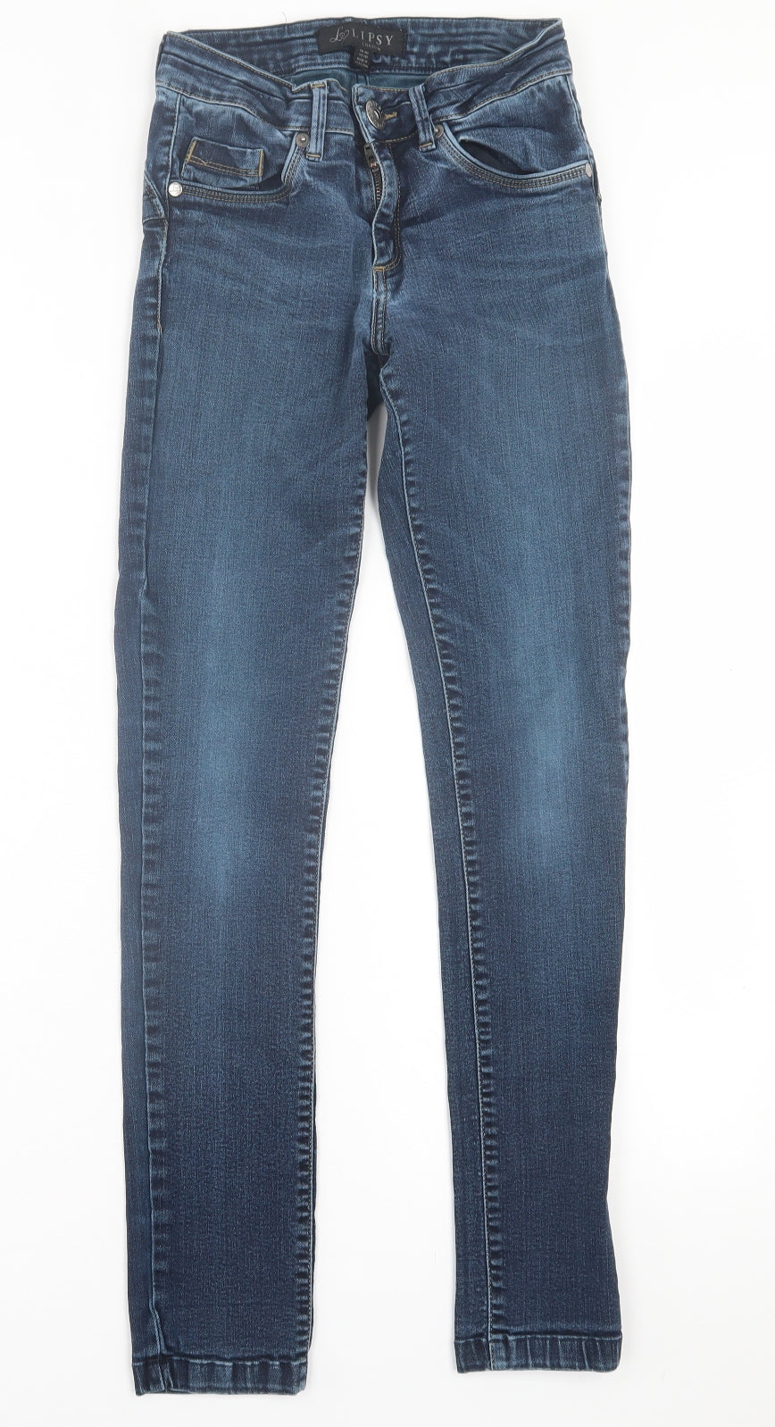 Lipsy Womens Blue  Cotton Skinny Jeans Size 8 L28 in Regular Button