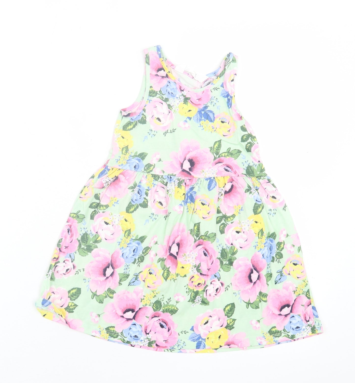 H&M Girls Multicoloured Floral Cotton A-Line  Size 3-4 Years  Crew Neck Pullover