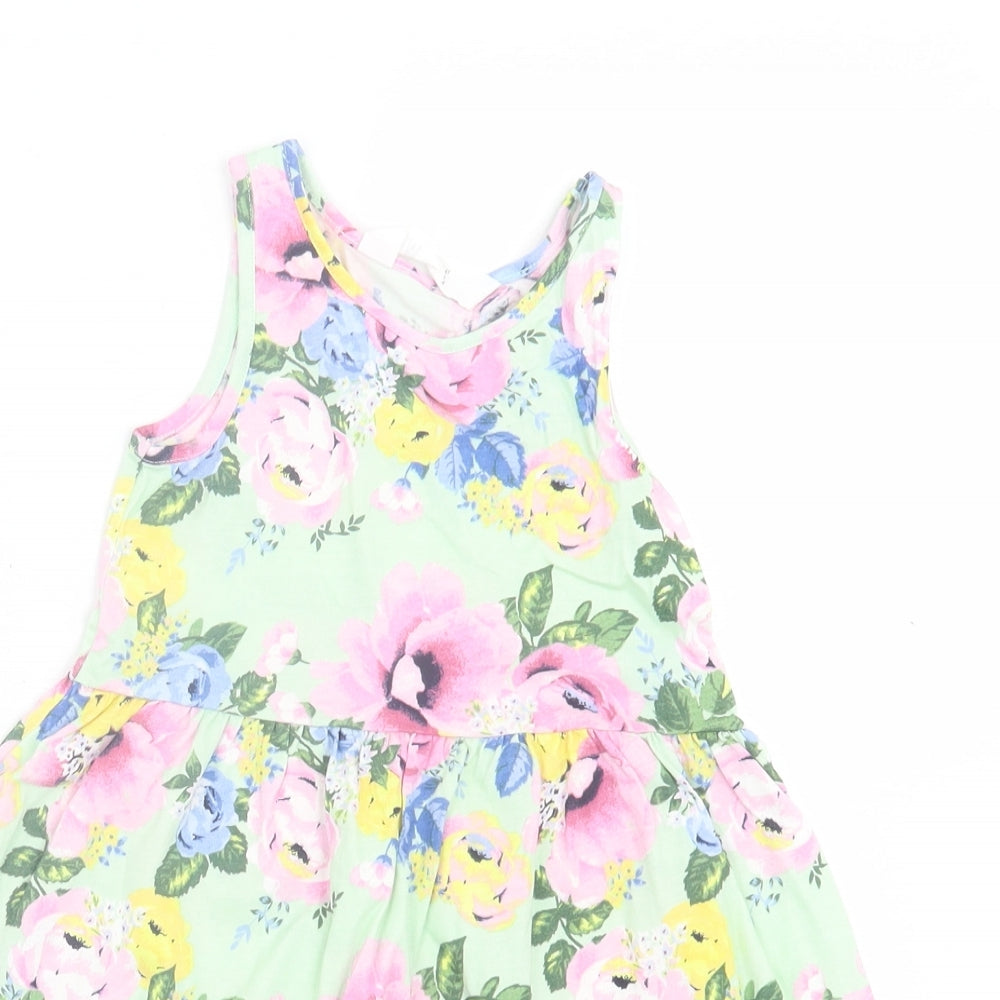 H&M Girls Multicoloured Floral Cotton A-Line  Size 3-4 Years  Crew Neck Pullover