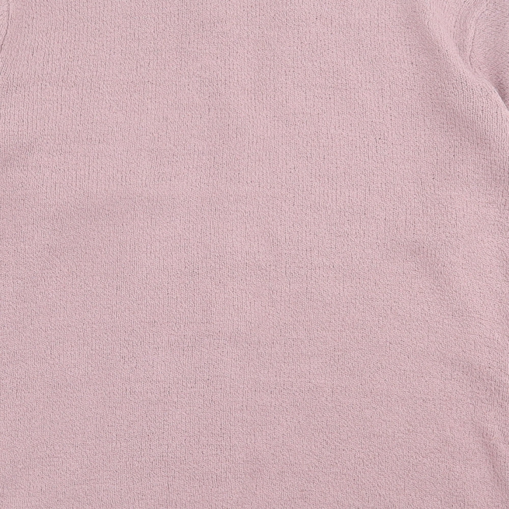 bonmarch Womens Pink Crew Neck Floral Acrylic Pullover Jumper Size S