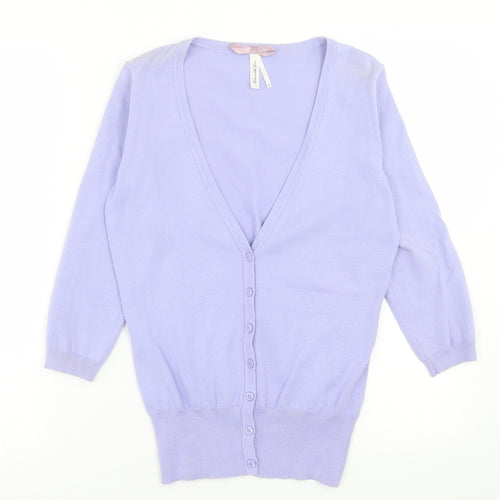 NEXT Womens Purple V-Neck  Cotton Cardigan Jumper Size 10