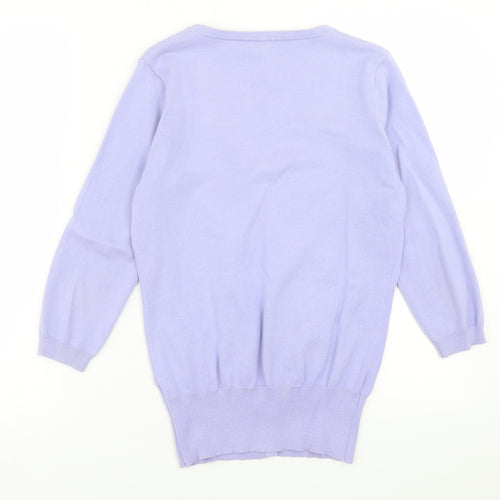 NEXT Womens Purple V-Neck  Cotton Cardigan Jumper Size 10