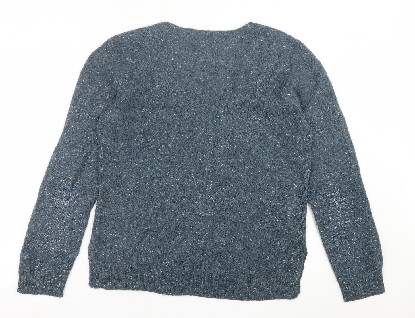 Comptoir des Cotonniers Womens Blue V-Neck  Angora Pullover Jumper Size L