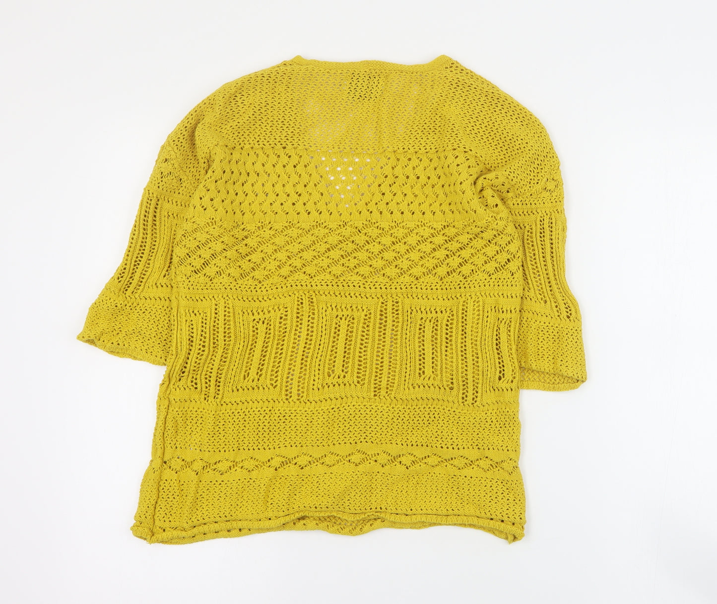 Papaya Womens Yellow V-Neck  Cotton Pullover Jumper Size S