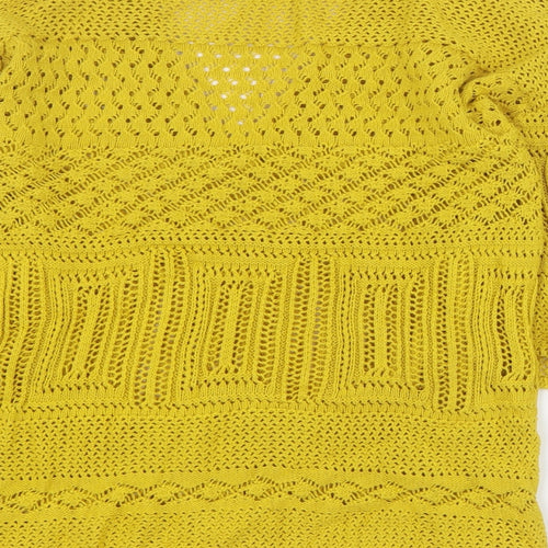 Papaya Womens Yellow V-Neck  Cotton Pullover Jumper Size S