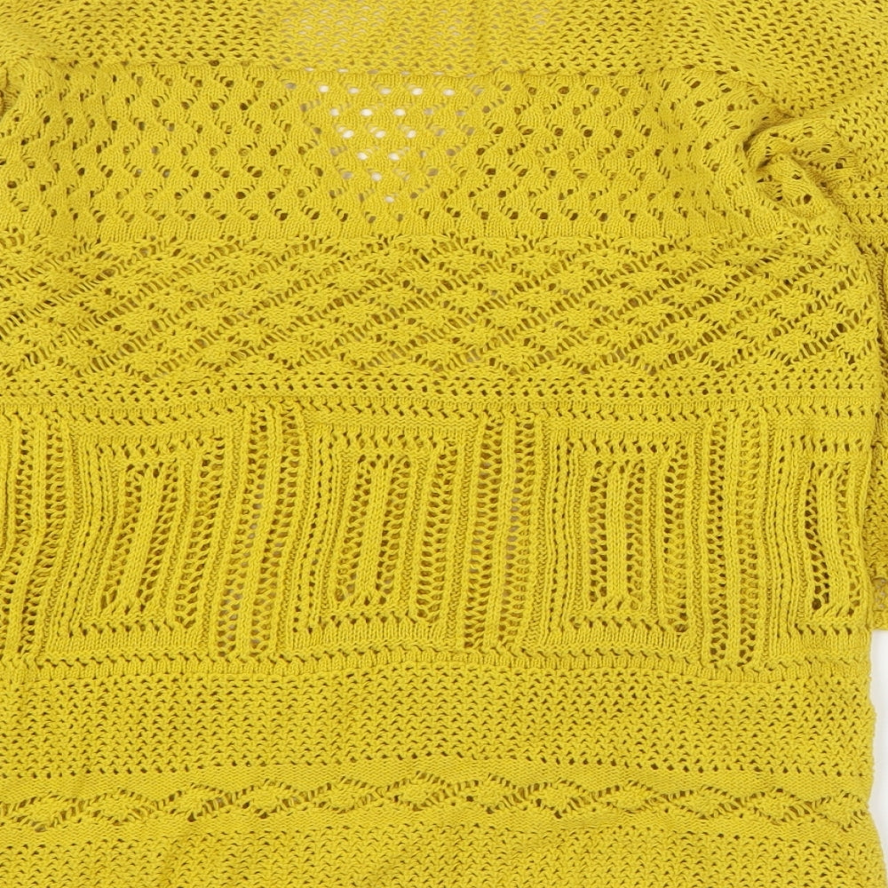 Papaya Womens Yellow V-Neck  Cotton Pullover Jumper Size S