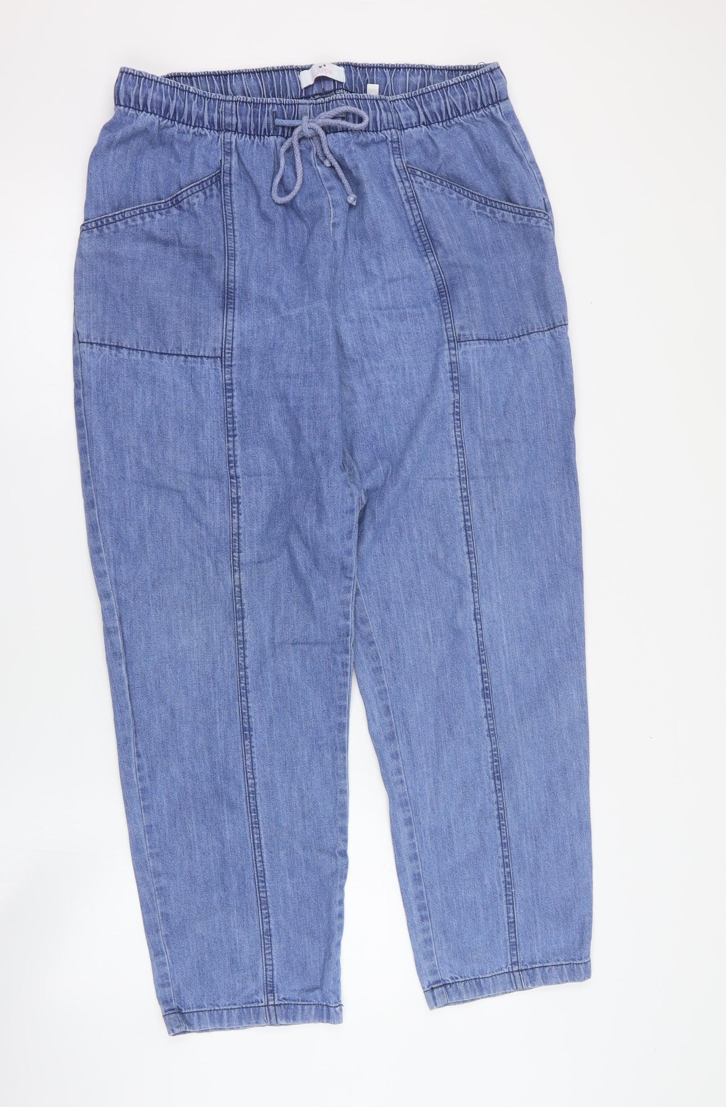 Julipa Womens Blue  Cotton Straight Jeans Size 16 L28 in Regular Drawstring