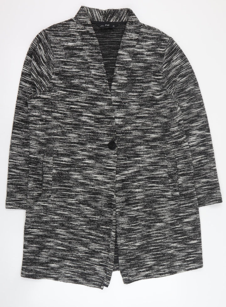 F&F Womens Grey Overcoat Coat Size M Button