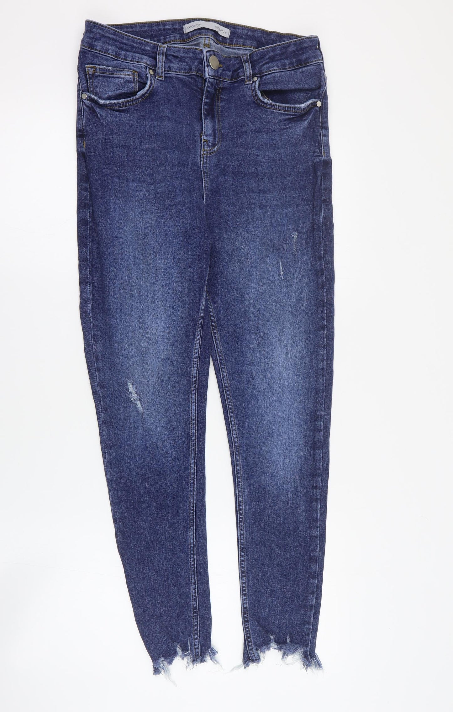 George Womens Blue  Cotton Skinny Jeans Size 14 L28 in Regular Zip