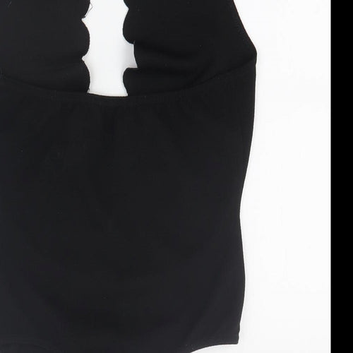 PRETTYLITTLETHING Womens Black  Polyester Bodysuit One-Piece Size 8 L10 in Snap