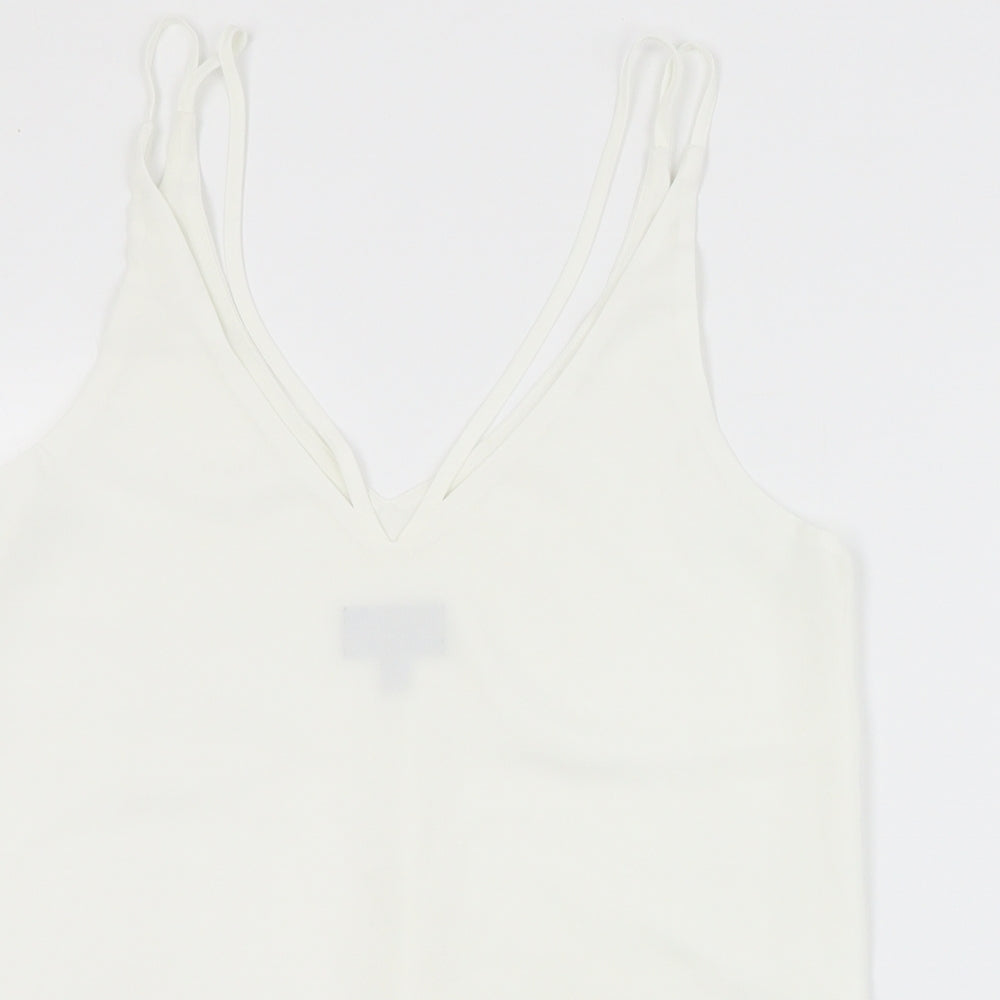 Topshop Womens White  Polyester Camisole Tank Size 8 V-Neck