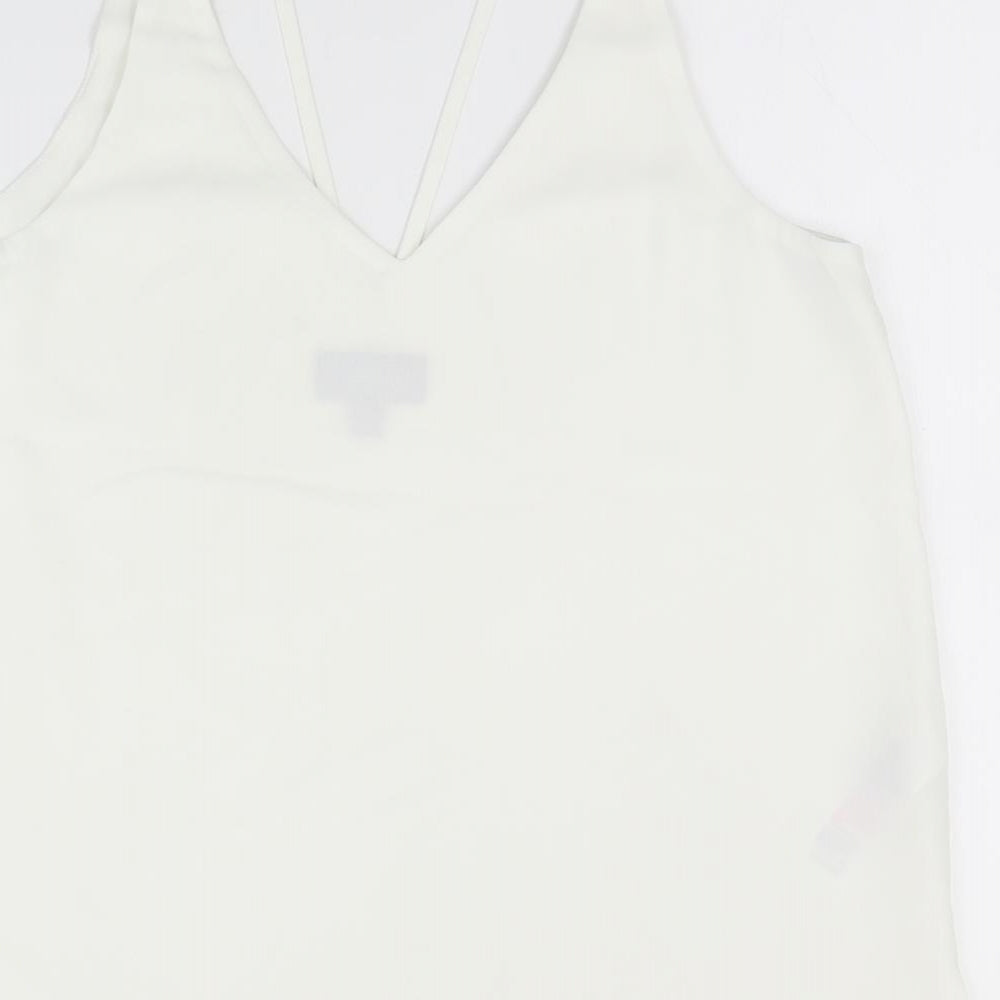 Topshop Womens White  Polyester Camisole Tank Size 8 V-Neck