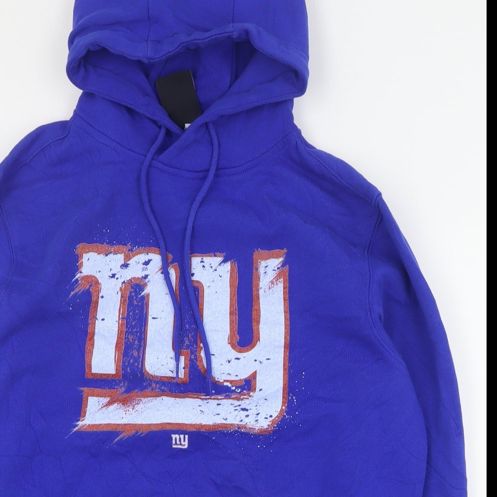 Team Apparel Mens Blue  Cotton Pullover Hoodie Size L